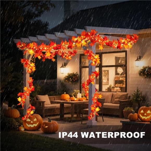 9FT 50 Count Incandescent Lights Brown Wire UL Certified Connectable Maple Leave - Picture 6 of 8